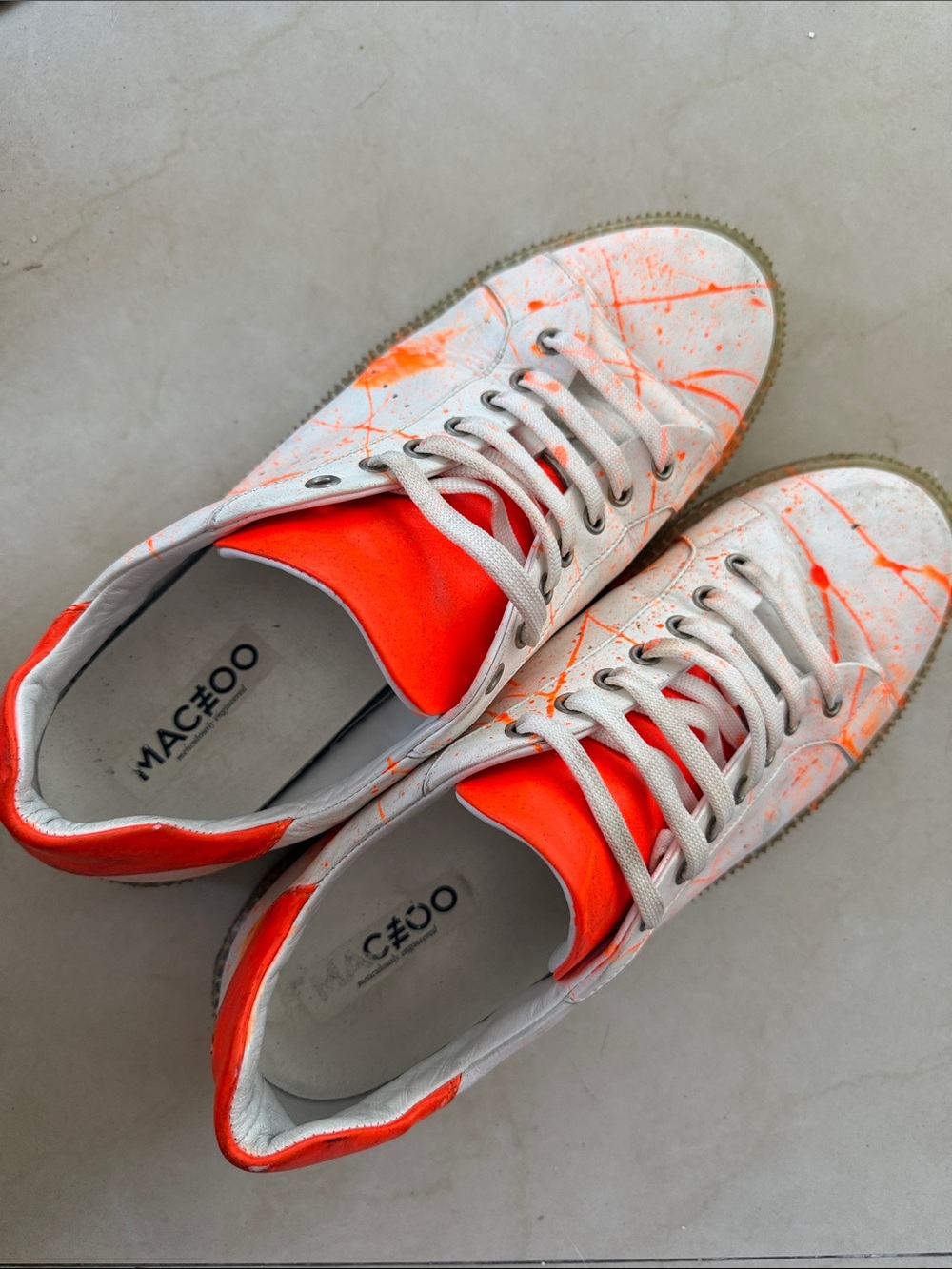 Maceoo neon orange Art painted loafer sneakers